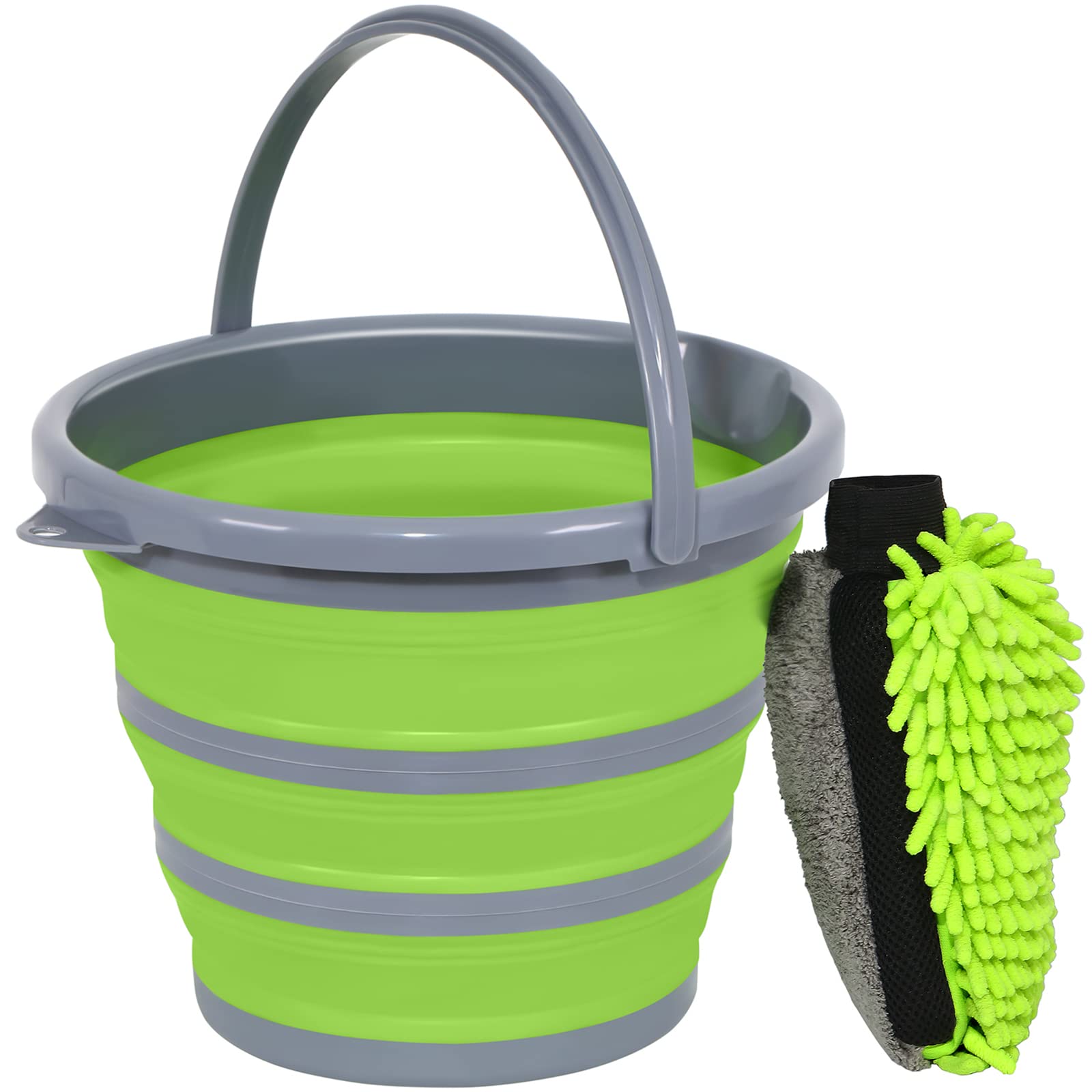 GreatCool Car Wash Collapsible Bucket with 3-in-1 Car Wash Mitt