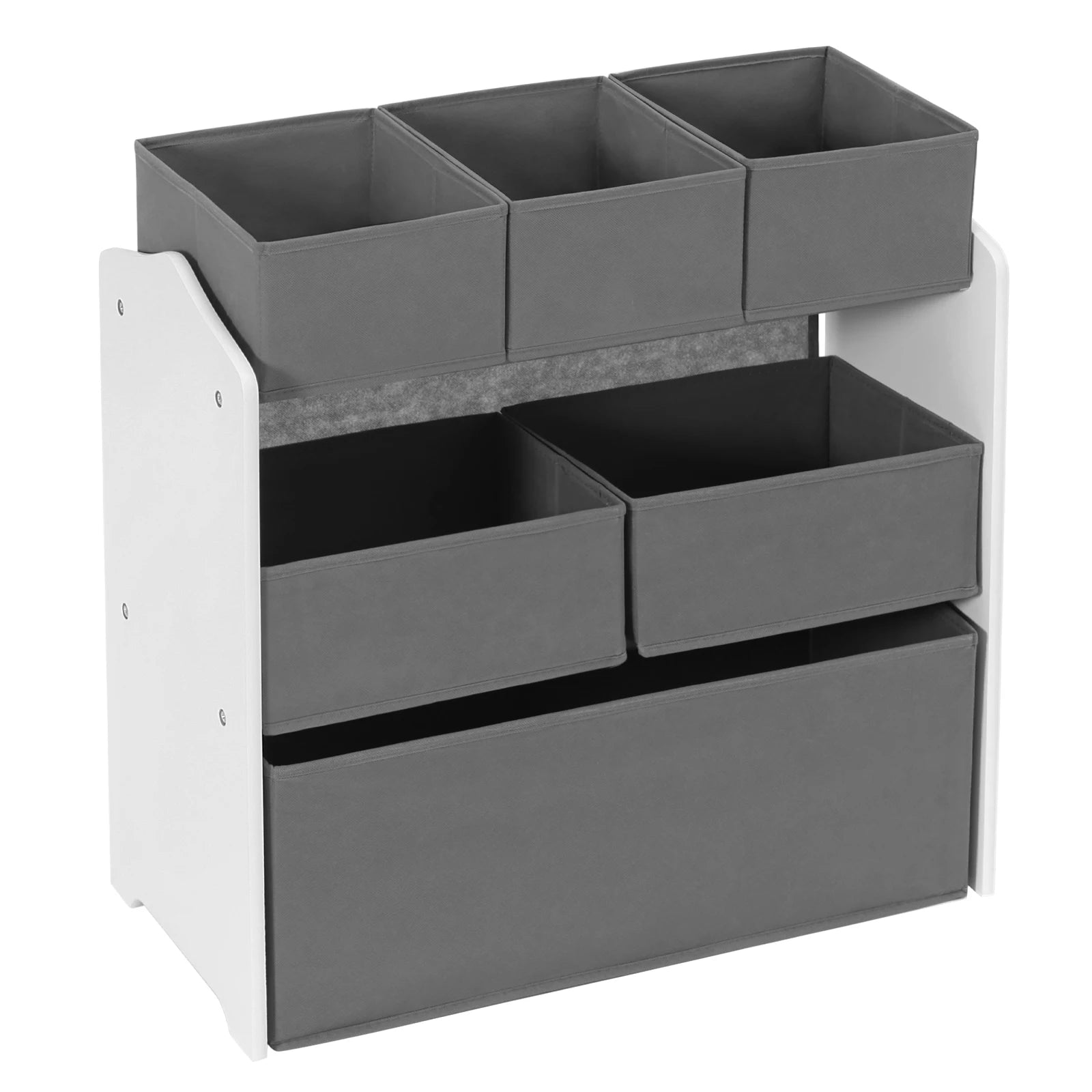 3 Tier Kids Room Storage Cabinet with 6 Removable Nonwoven Toy Boxes 63x30x60cm Nursery Shelf Toy Organiser for Daycare School