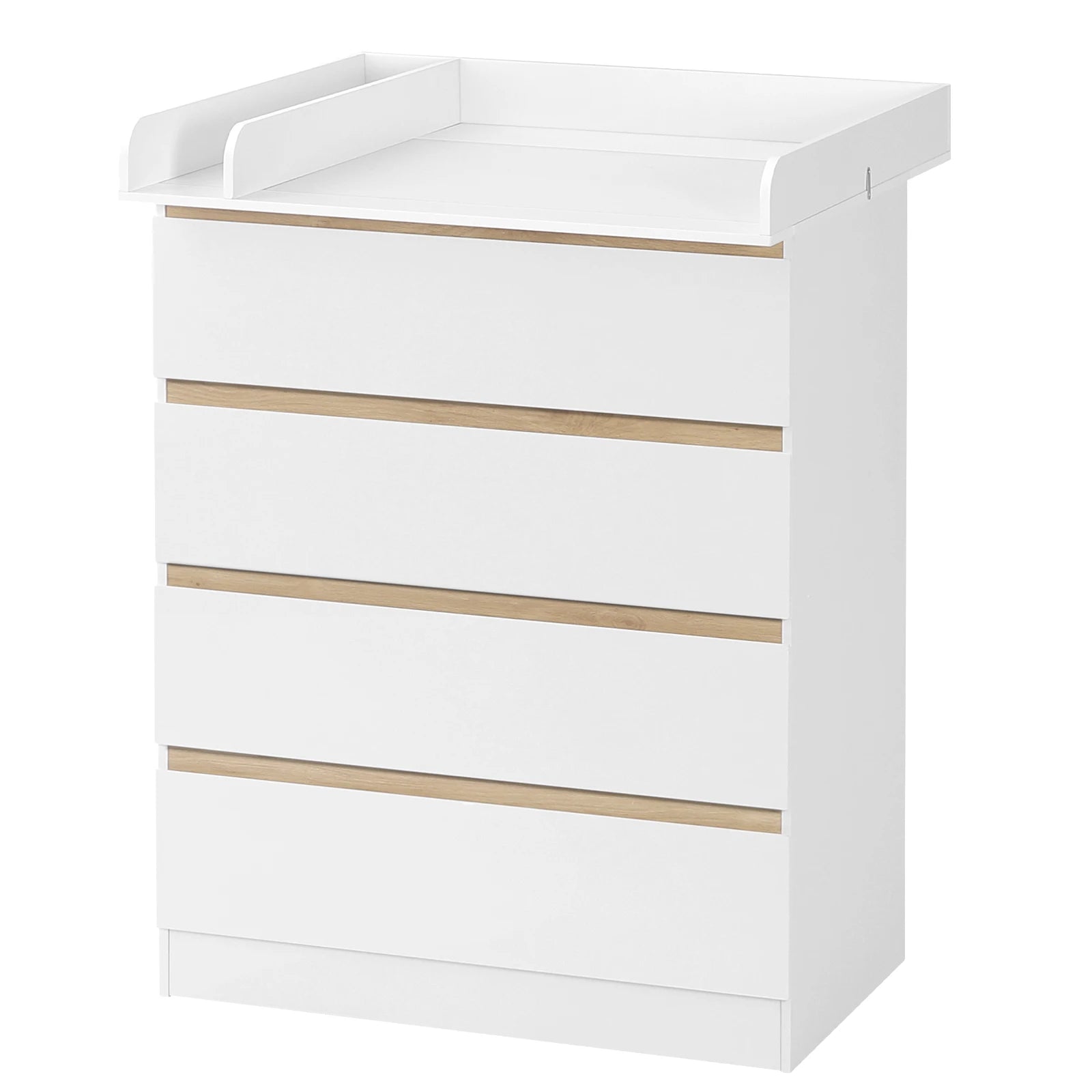 WOLTU 1SET White Changing Table with 4 Drawers 80x75x109.2cm Changing Dresser Baby Storage Unit for Children Room