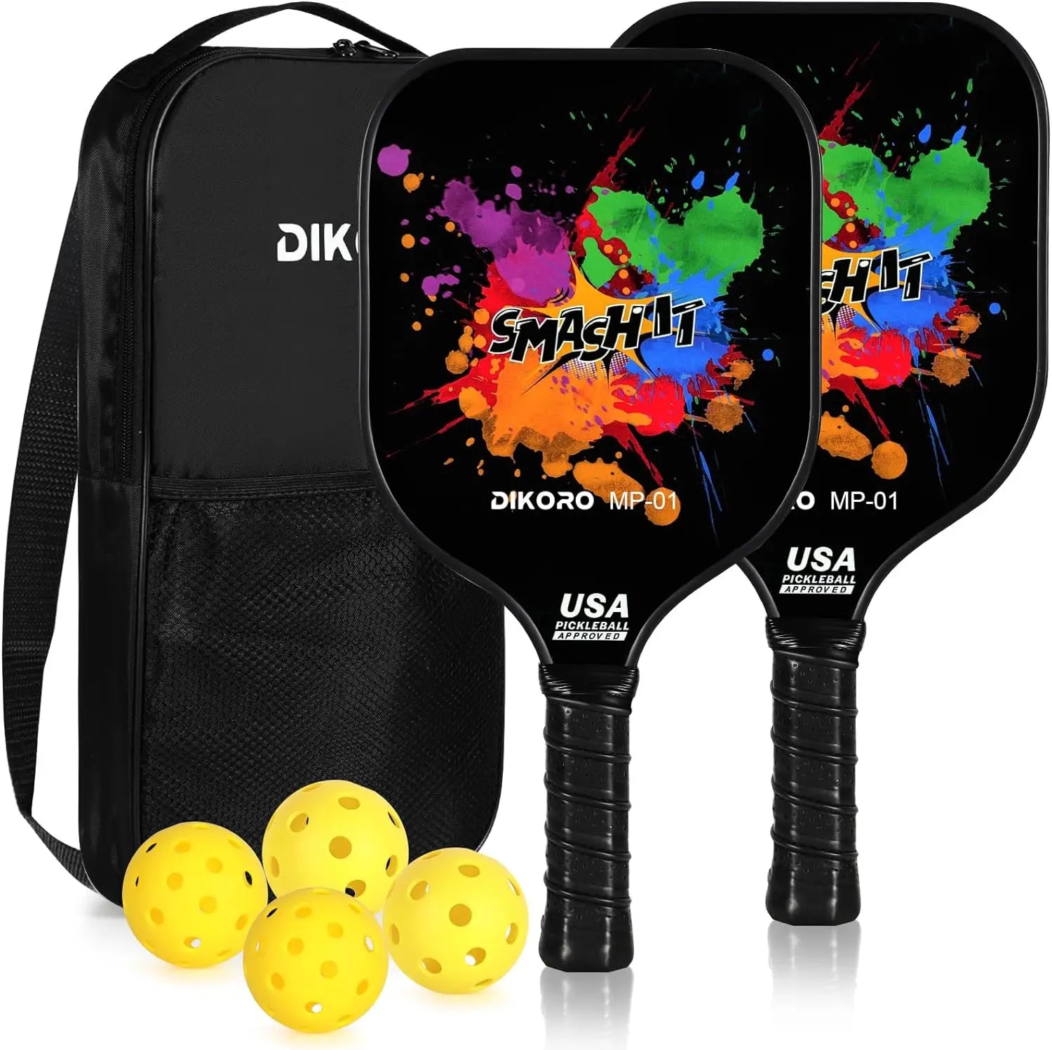 DIKORO Pickleball Paddle Set - USAPA Compliant & Lightweight (Graphite Fiberglass Face + 4 Balls) | Primesmarket