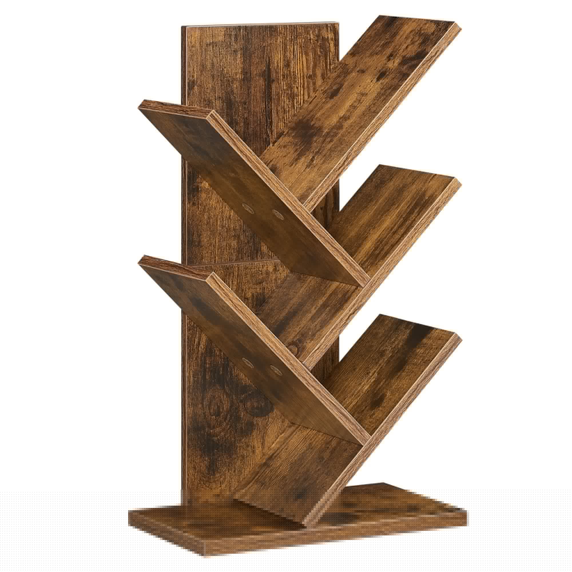 VASAGLE Tree Bookshelf, 5-Tier Floor Standing Bookcase, Space-Saving Corner Shelf, with Wooden Shelves for Bedroom, Living Room