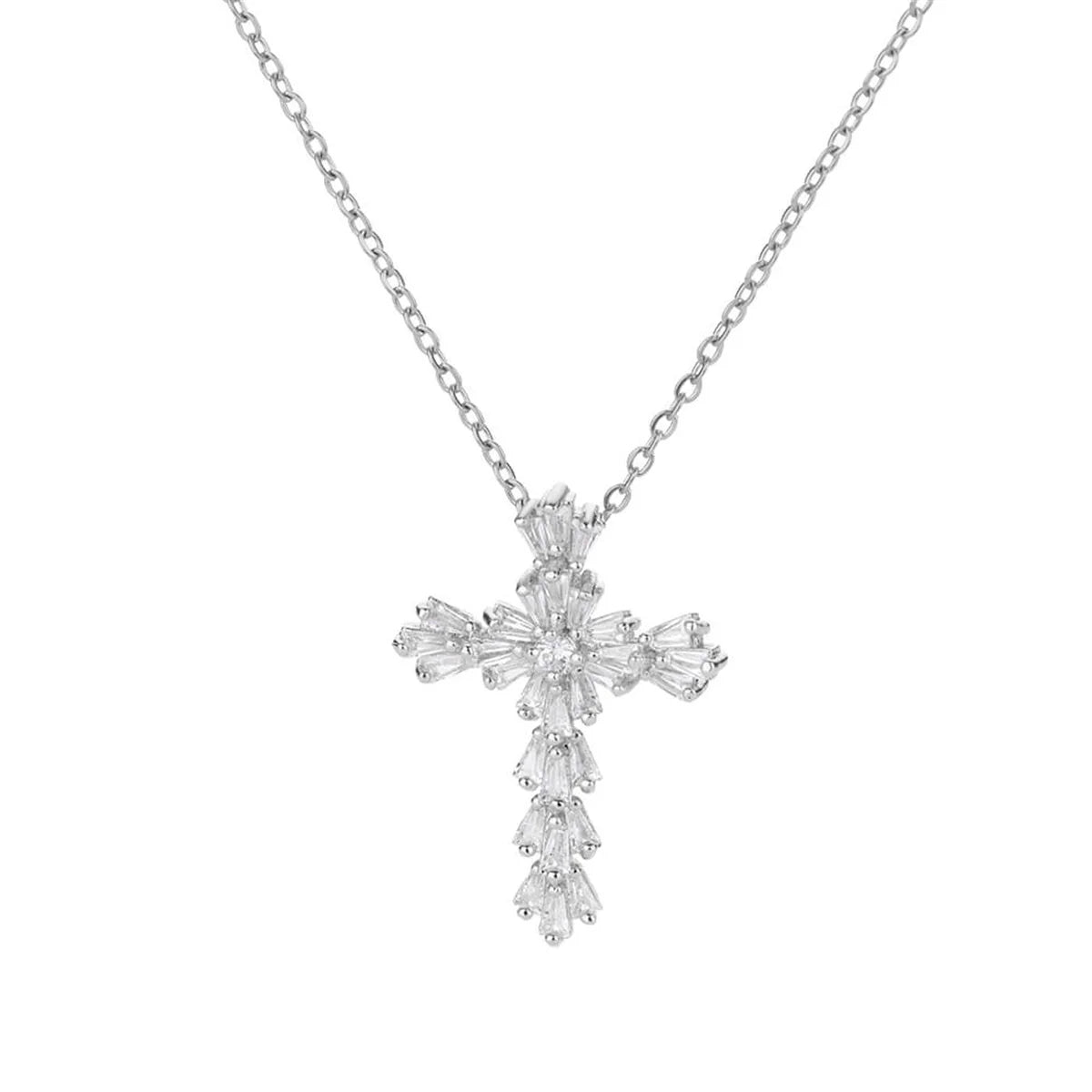 Luxury Zirconia Cross Pendant Necklace - Stainless Steel Crystal Chain for Women | Primesmarket