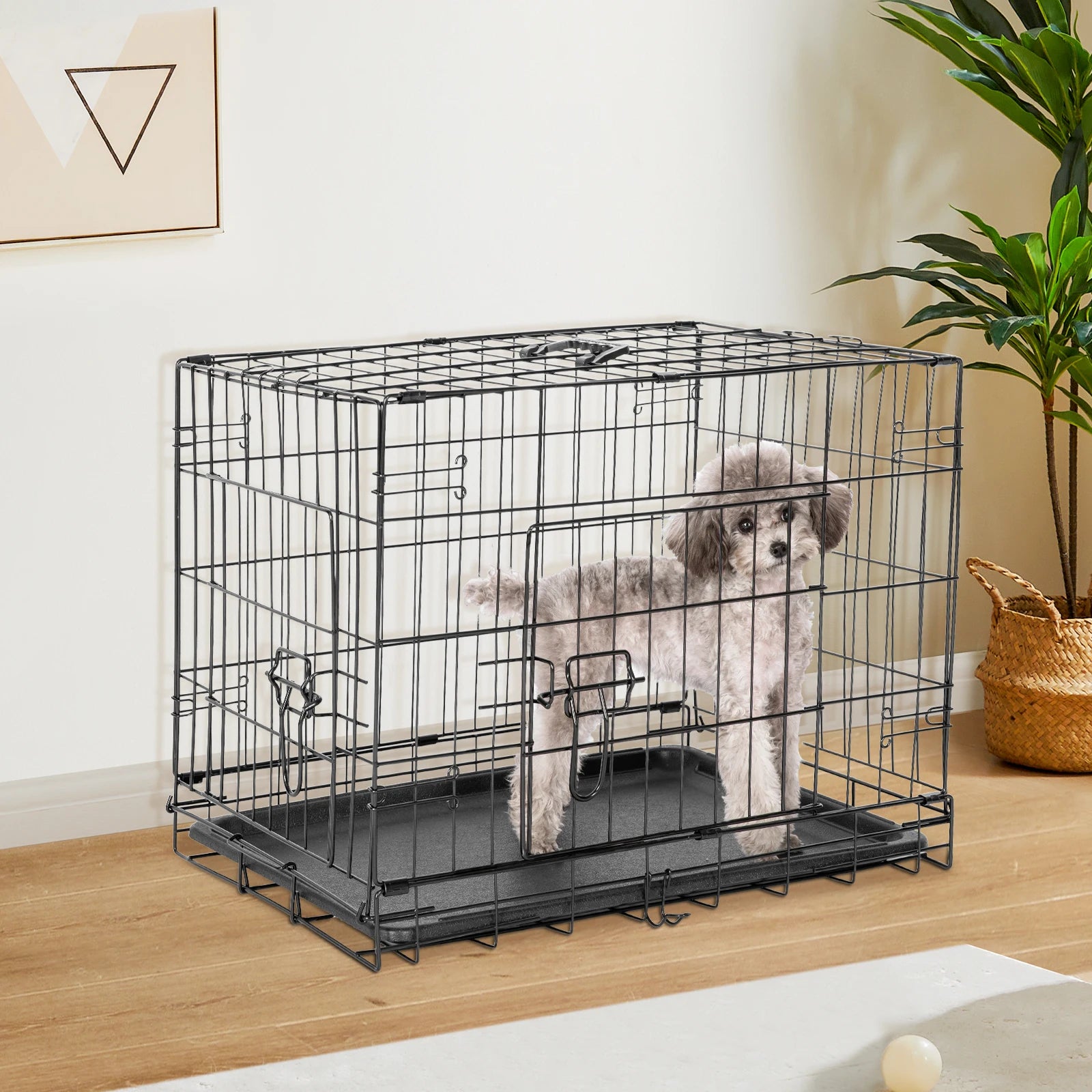 JHK Double Door Folding Metal Wire Dog Cage - Extra Large Pet Kennel with Leak-Proof Pan | Primesmarket