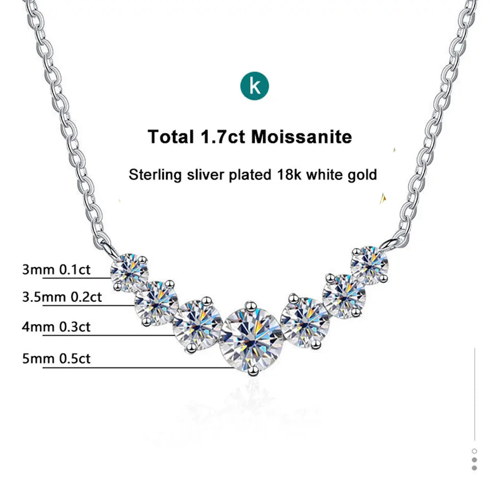 K.NOBSPIN Moissanite Wedding Necklace 925 Sterling Silver 18K White Gold Plated Certified Fine Jewelry | Primesmarket