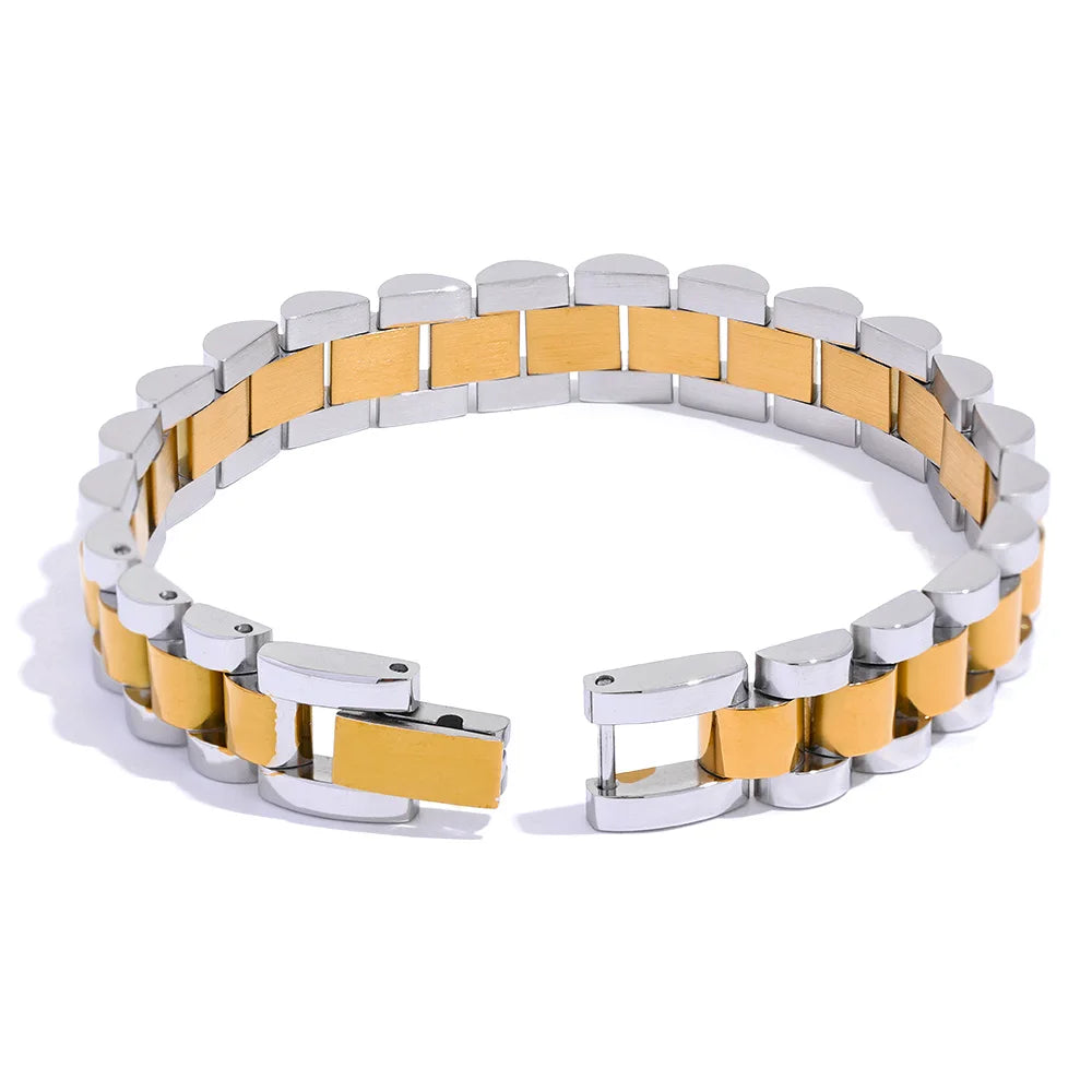 Yhpup Stainless Steel Chain Bracelet - Simple 18K Gold Plated Heavy Metal Fashion Jewelry for Men & Women | Primesmarket