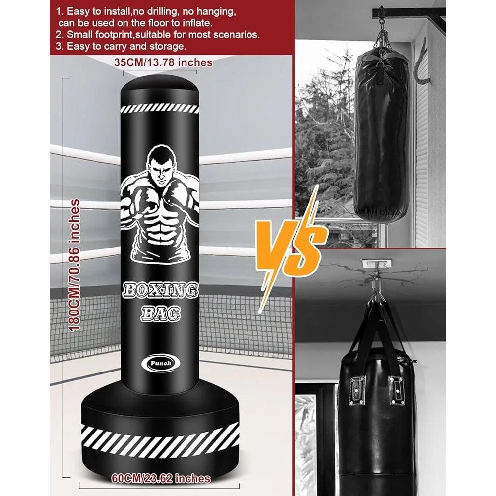 Inflatable Standing Punching Bag - Adults Kickboxing MMA Home Fitness Heavy Bag | Primesmarket