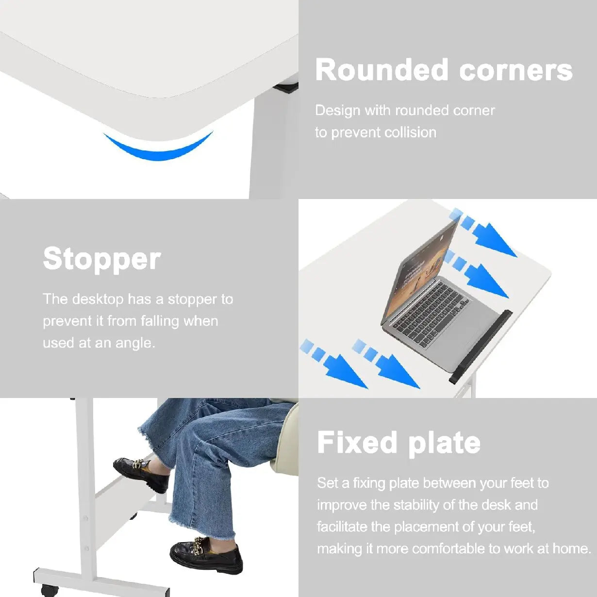 Rolling Desk Adjustable Height,Rolling Computer Cart,Portable Laptop Desk,Small Adjustable Home Office Desk,Rolling Laptop Desk