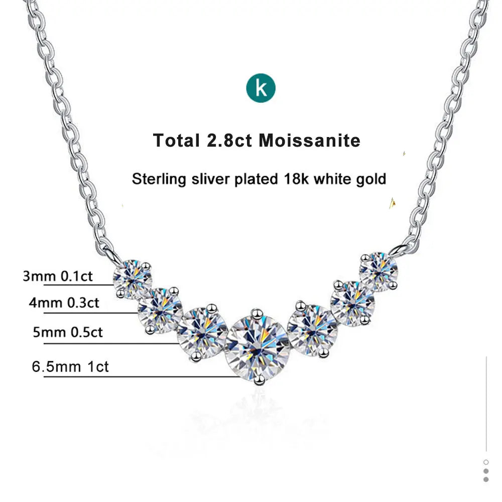 K.NOBSPIN Moissanite Wedding Necklace 925 Sterling Silver 18K White Gold Plated Certified Fine Jewelry | Primesmarket