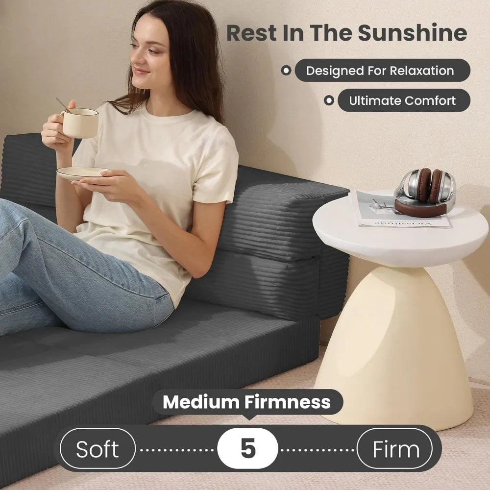 Folding Sofa Bed, Convertible Sleeper Chair with Pilow Foldable Matress, 2 in 1 Pull Out Loveseat Sofa Portable Fold Out Chair B