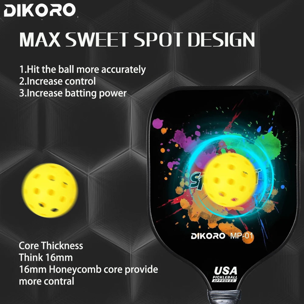 DIKORO Pickleball Paddle Set - USAPA Compliant & Lightweight (Graphite Fiberglass Face + 4 Balls) | Primesmarket