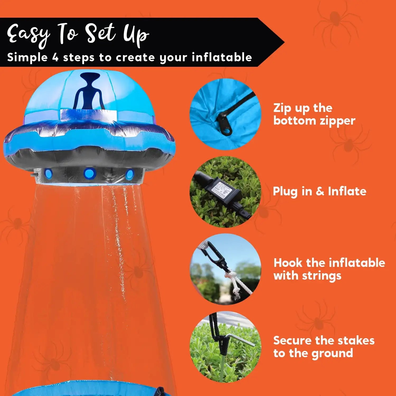 9FT Halloween Inflatable UFO Alien with LED Lights – Yard Decor