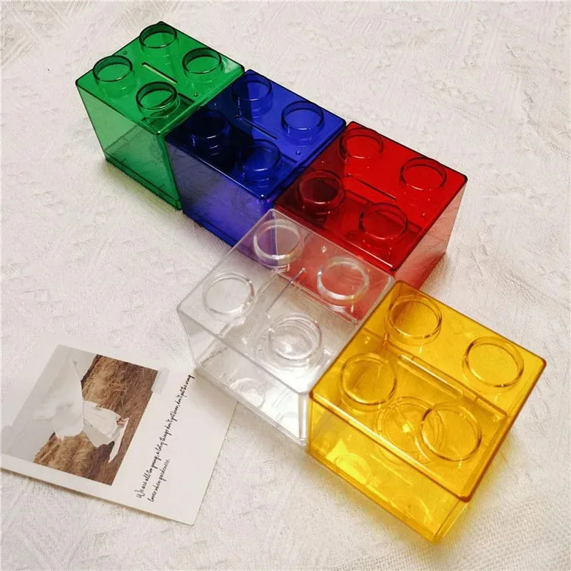 4 Pcs Clear Plastic Building Blocks Money Boxes Coin Savings Jars Children's Toys Gifts