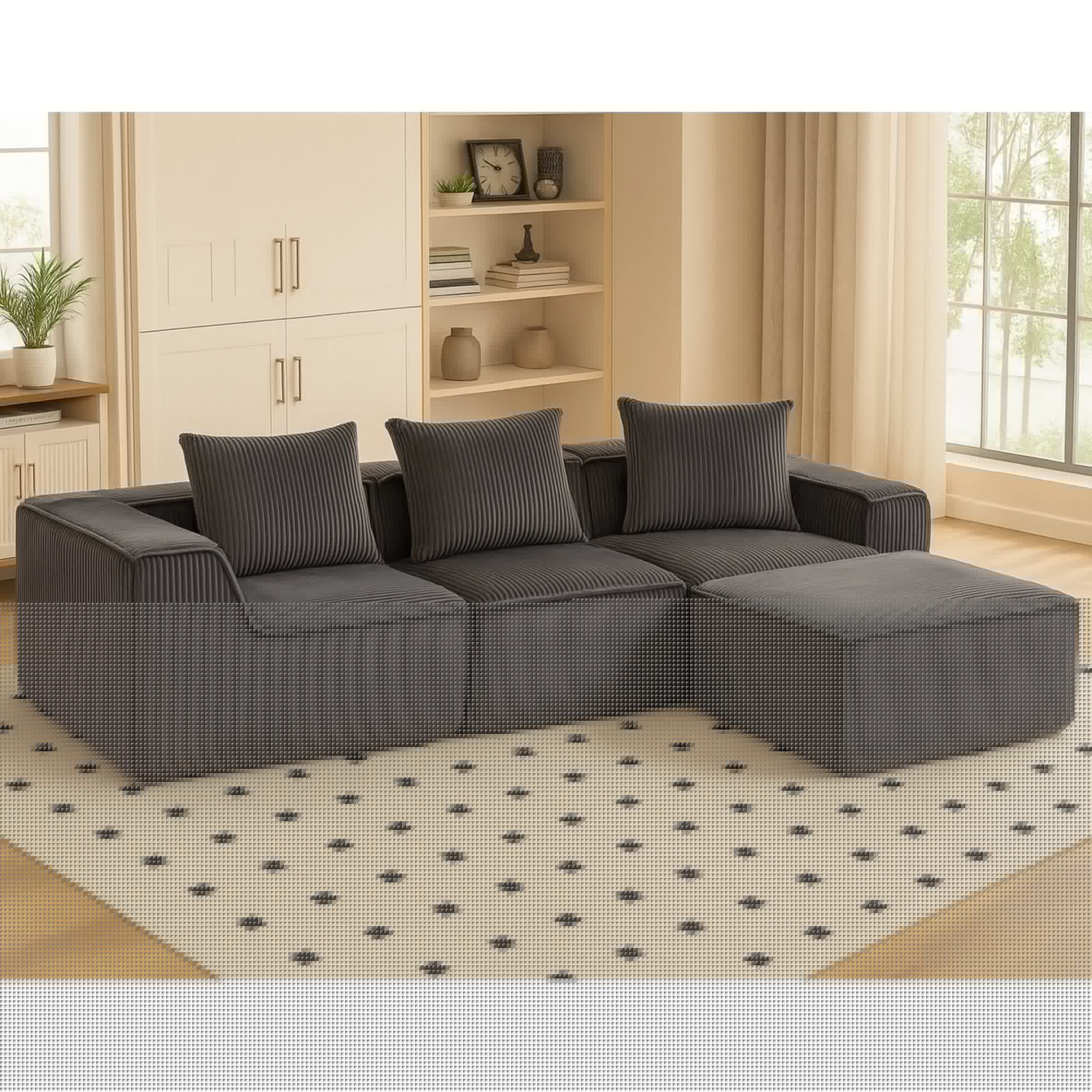 Modern Modular Sleeper Sofa - Sectional Couch with L-Shape Chaise & Deep Seat