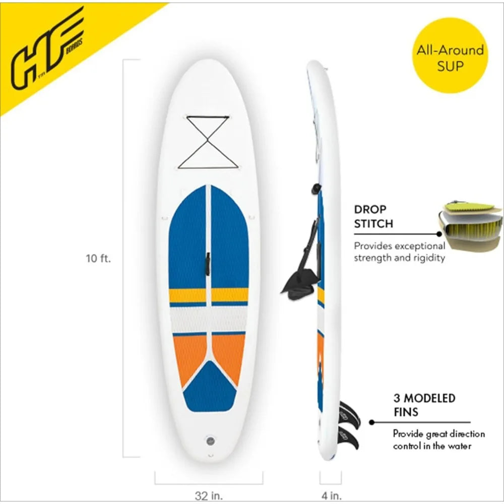 Hydro-Force White Cap 10' Inflatable SUP & Kayak Set - Aluminum Oar, Pump & Bag | Primesmarket