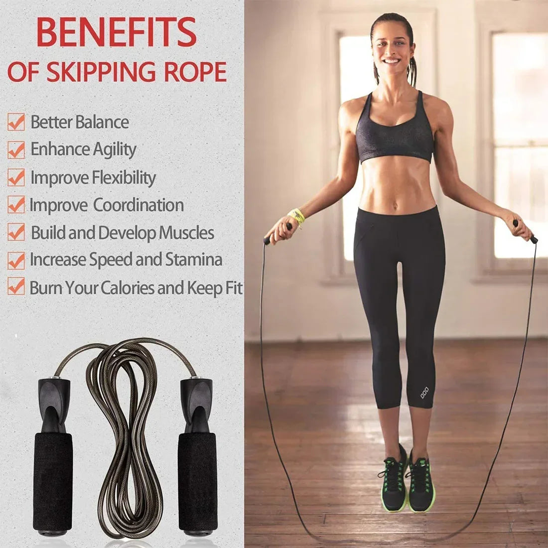 Adjustable Steel Wire Jump Rope - Speed Skipping Workout Fitness for Kids & Adults | Primesmarket