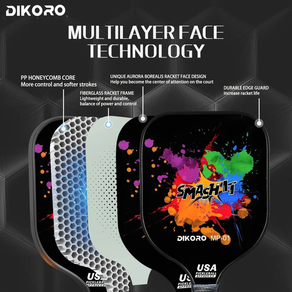 DIKORO Pickleball Paddle Set - USAPA Compliant & Lightweight (Graphite Fiberglass Face + 4 Balls) | Primesmarket