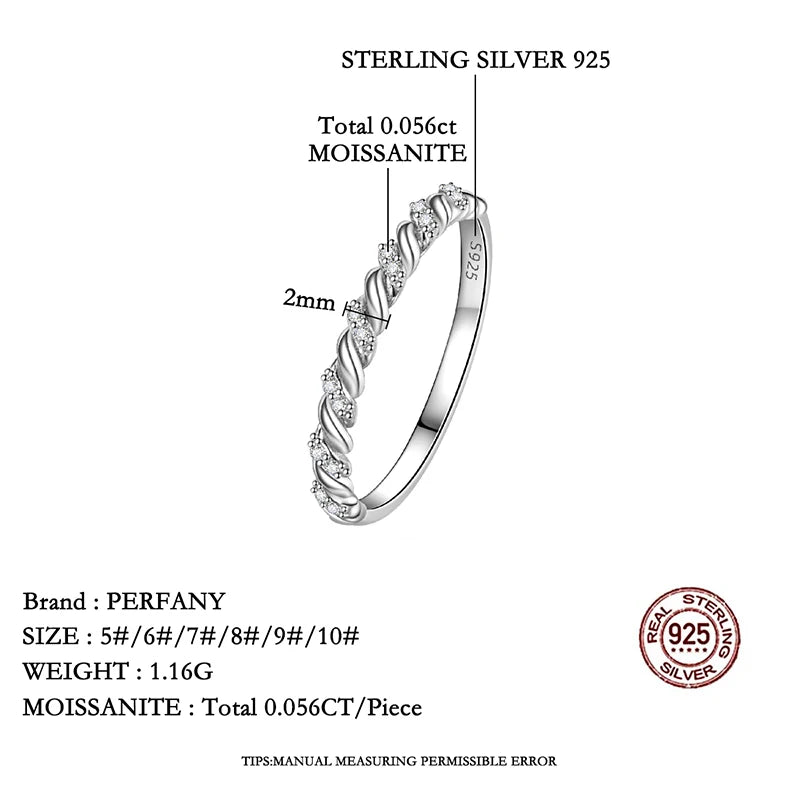 Moissanite Wedding Ring for Women - 925 Sterling Silver Twisted Design GRA Lab Diamond Jewelry | Primesmarket