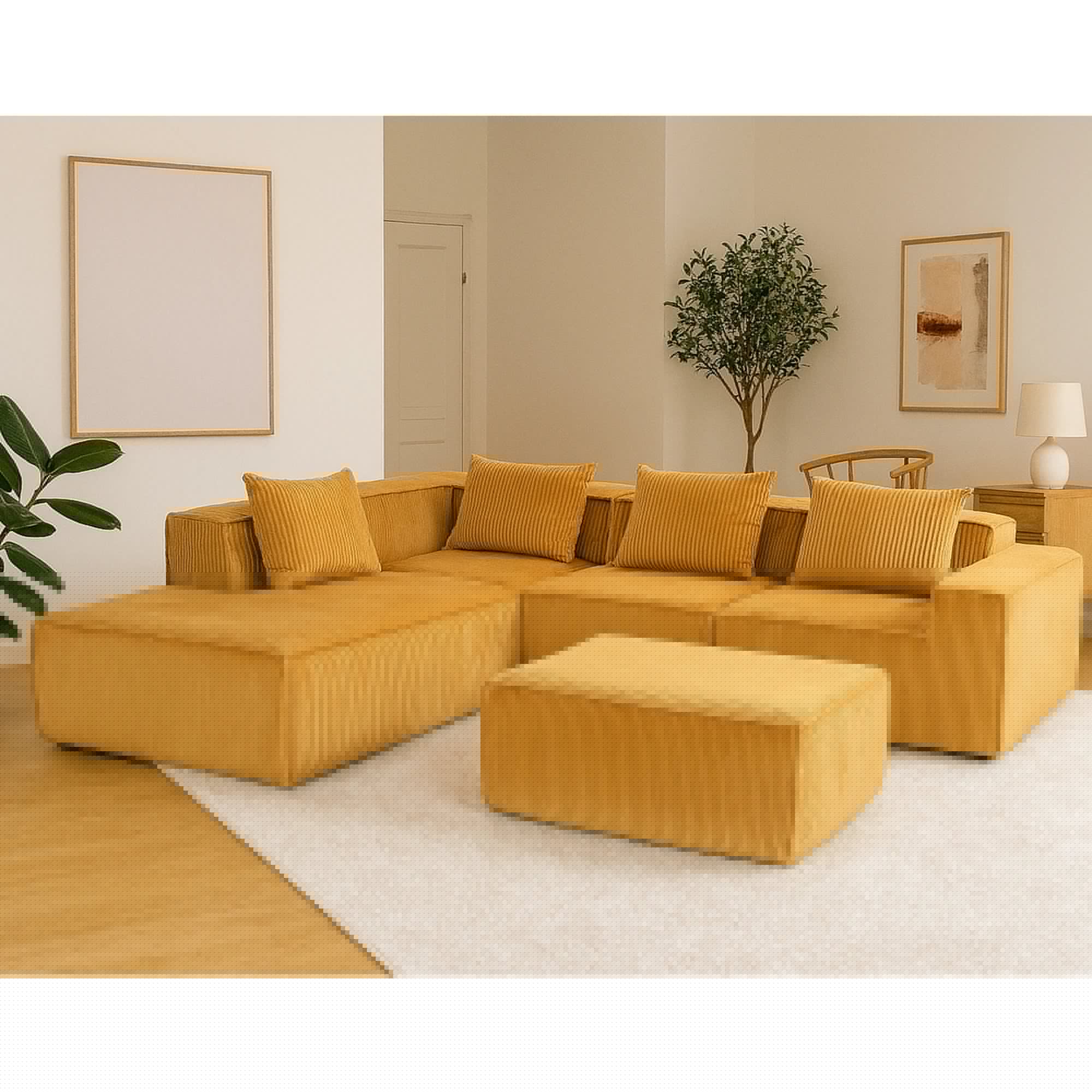 Modern Modular Sleeper Sofa - Sectional Couch with L-Shape Chaise & Deep Seat