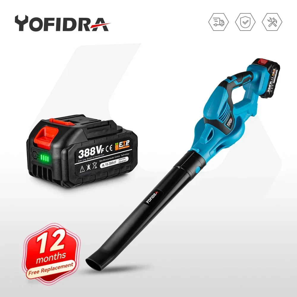 Yofidra Cordless Electric Blower with 1/2 Battery Leaf Blower Snow Dust Blower Garden Power Tool For Makita 18V Battery Pin