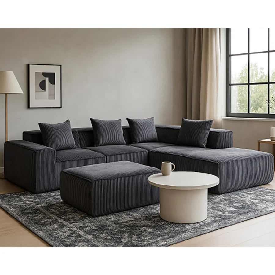 Modern Modular Sleeper Sofa - Sectional Couch with L-Shape Chaise & Deep Seat