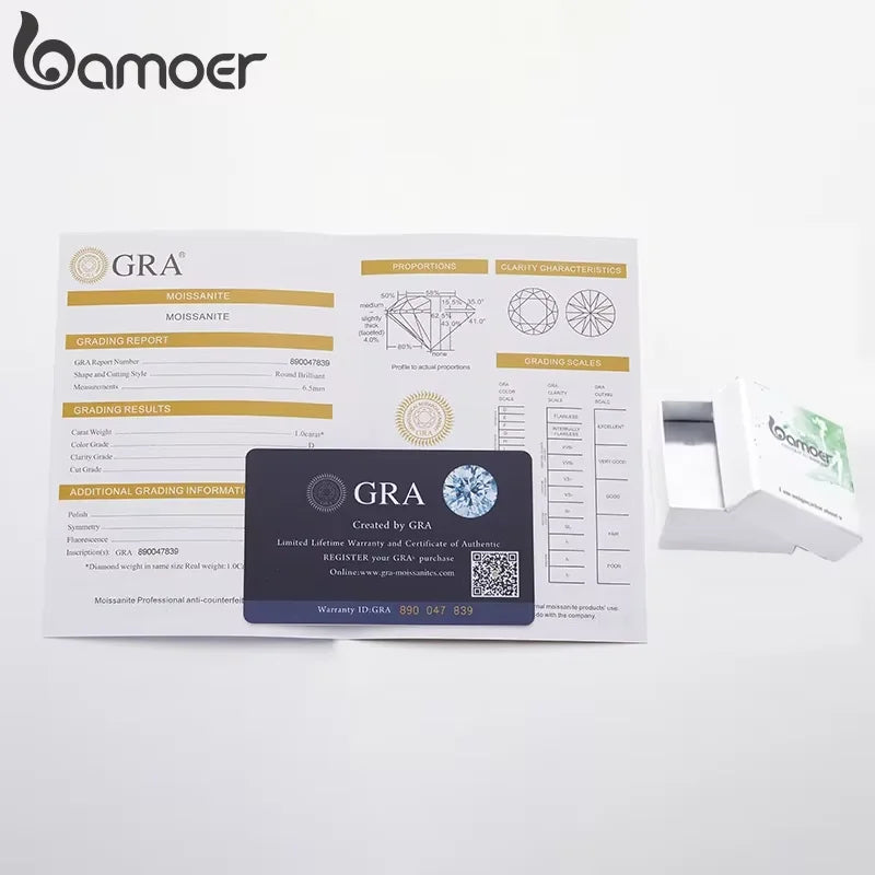 BAMOER 925 Sterling Silver Lucky Clover Moissanite Ring - Gold Plated D Color Round Cut Wide Band for Women | Primesmarket