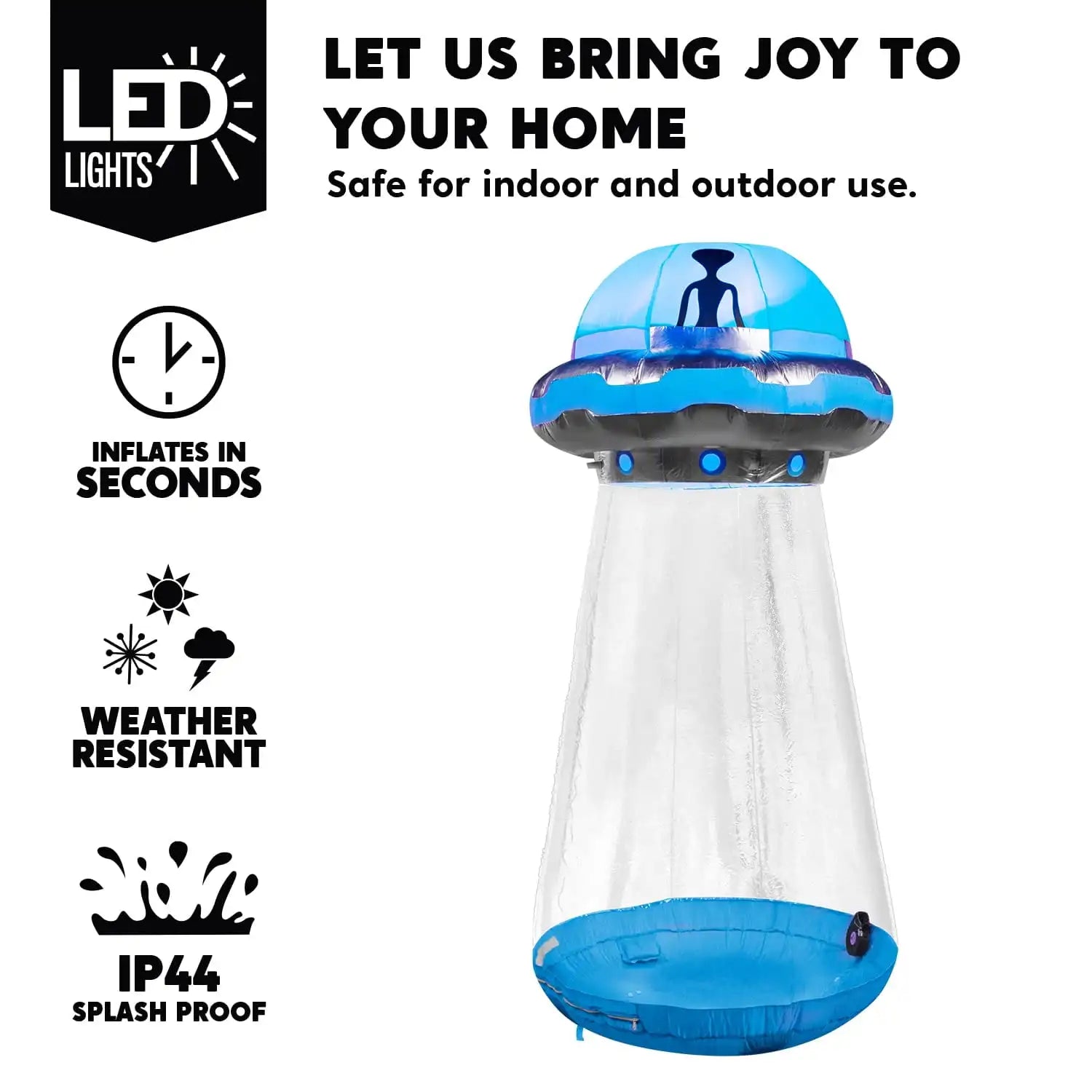 9FT Halloween Inflatable UFO Alien with LED Lights – Yard Decor