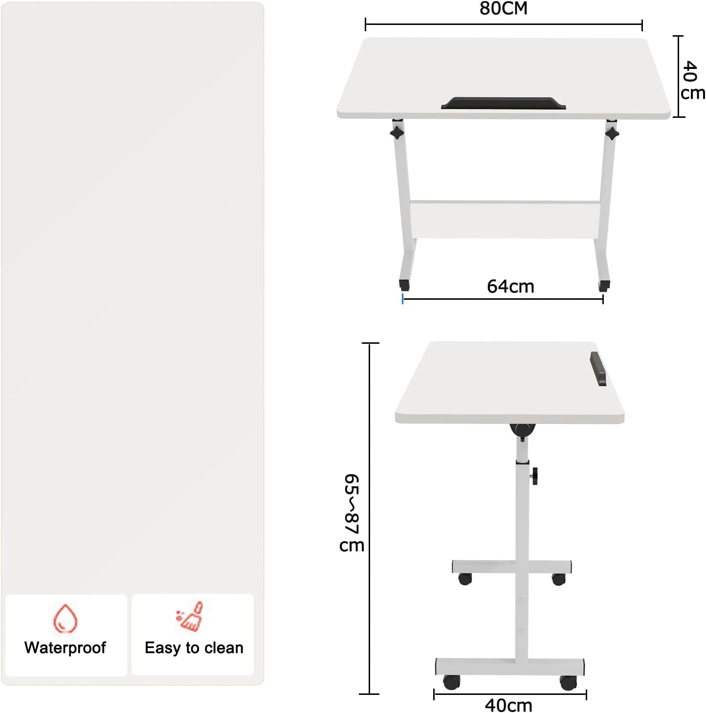 Rolling Desk Adjustable Height,Rolling Computer Cart,Portable Laptop Desk,Small Adjustable Home Office Desk,Rolling Laptop Desk