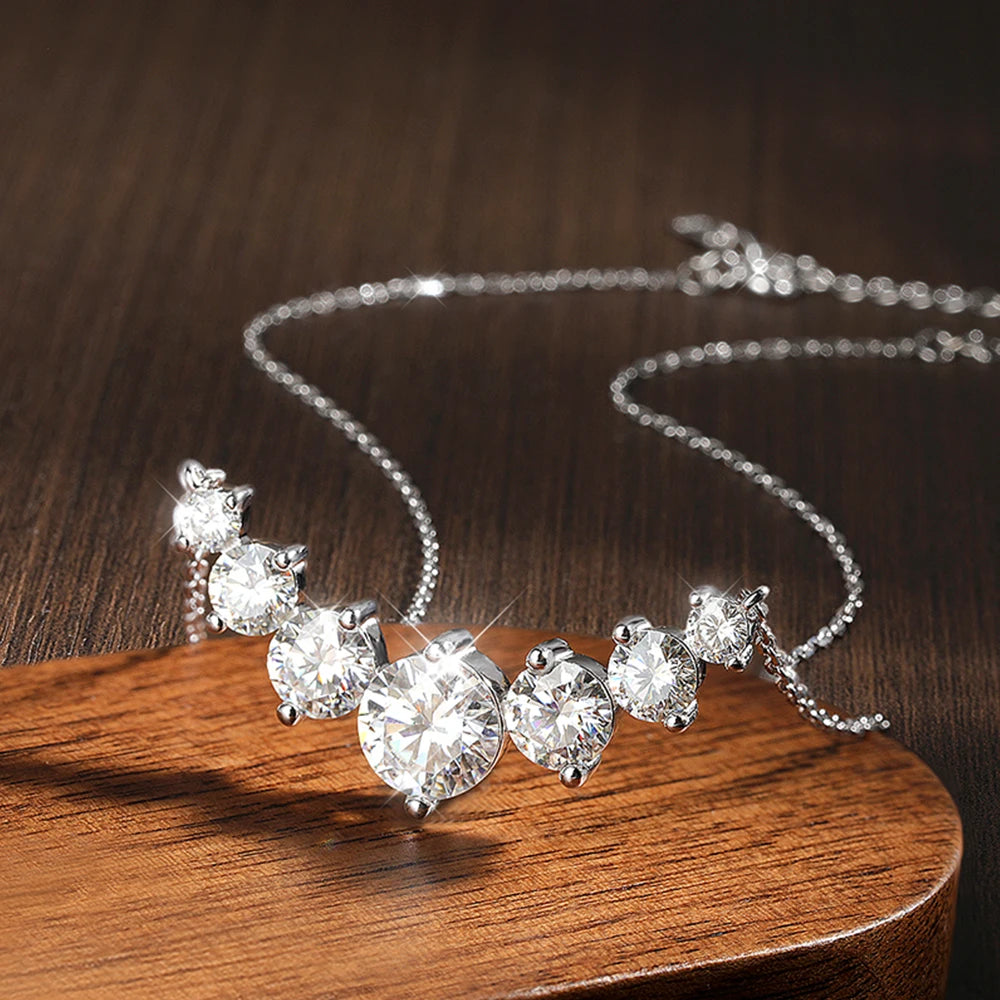 K.NOBSPIN Moissanite Wedding Necklace 925 Sterling Silver 18K White Gold Plated Certified Fine Jewelry | Primesmarket