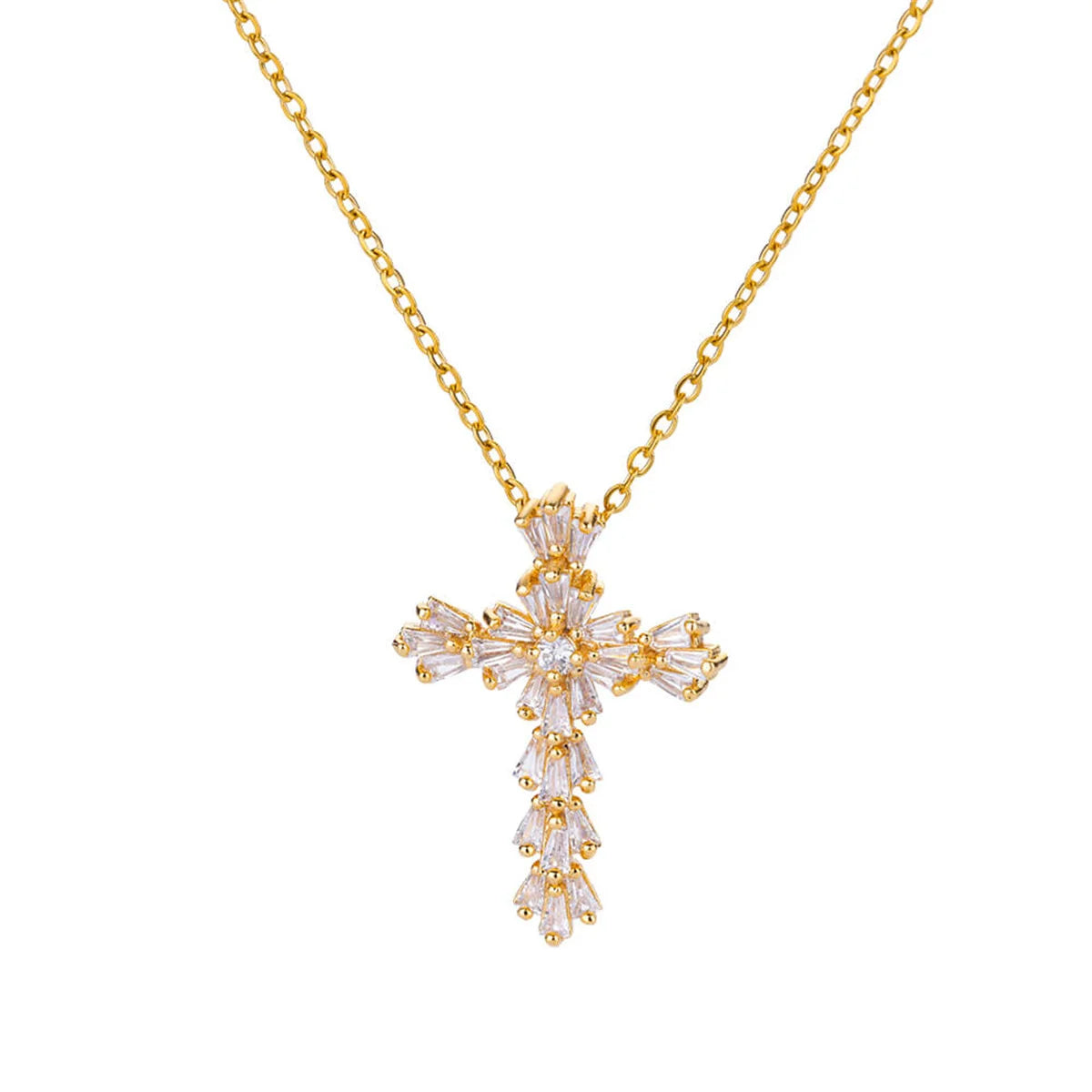 Luxury Zirconia Cross Pendant Necklace - Stainless Steel Crystal Chain for Women | Primesmarket