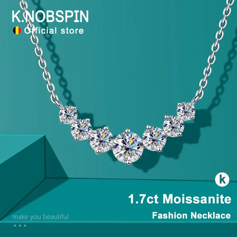 K.NOBSPIN Moissanite Wedding Necklace 925 Sterling Silver 18K White Gold Plated Certified Fine Jewelry | Primesmarket