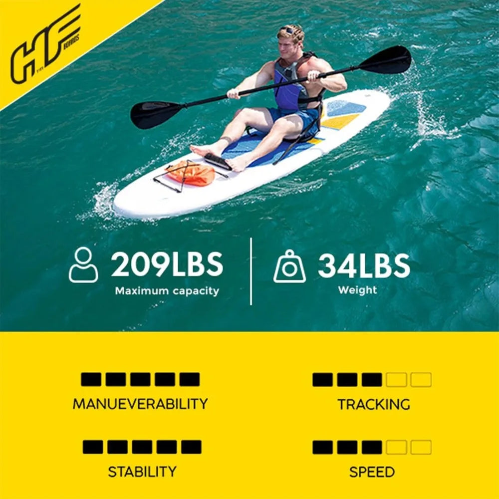 Hydro-Force White Cap 10' Inflatable SUP & Kayak Set - Aluminum Oar, Pump & Bag | Primesmarket