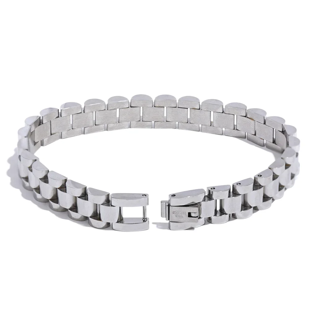 Yhpup Stainless Steel Chain Bracelet - Simple 18K Gold Plated Heavy Metal Fashion Jewelry for Men & Women | Primesmarket