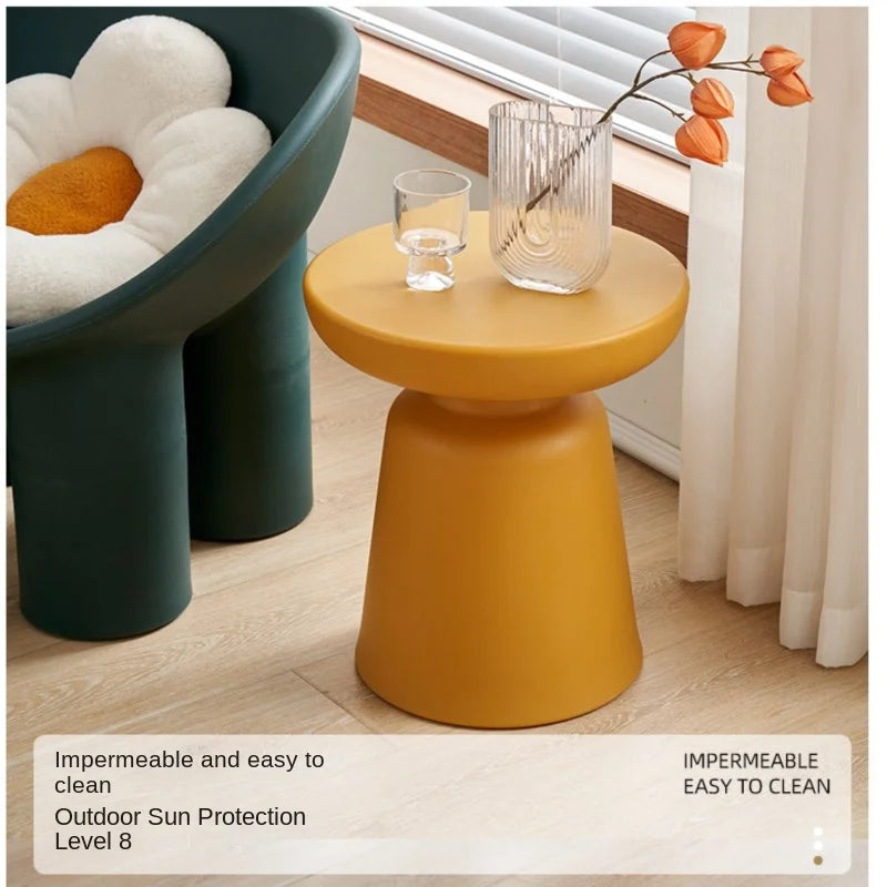 Richome Household Plastic Circular Coffee Table Small Living Room Horse Shaped Side Table Balcony Modern And Simple Coffee Table