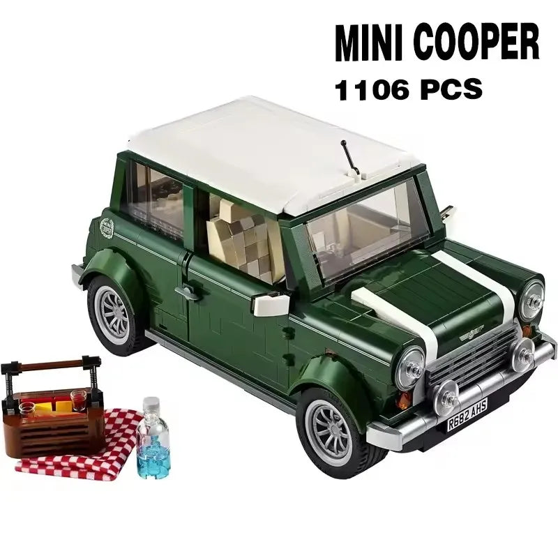 Mini Classic Green Car Model Building Blocks Toy Compatible with 10242