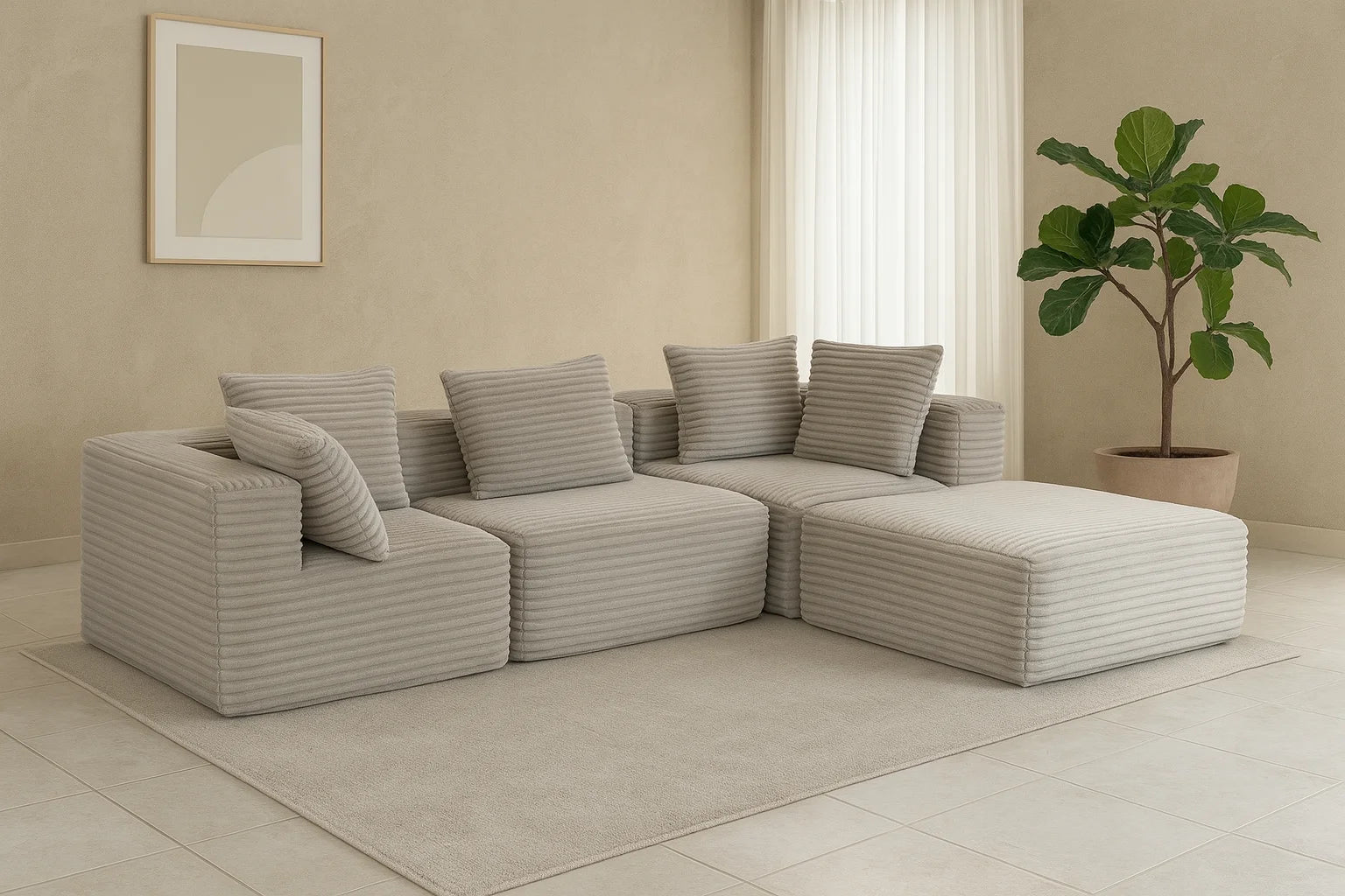 Modern Modular Sleeper Sofa - Sectional Couch with L-Shape Chaise & Deep Seat