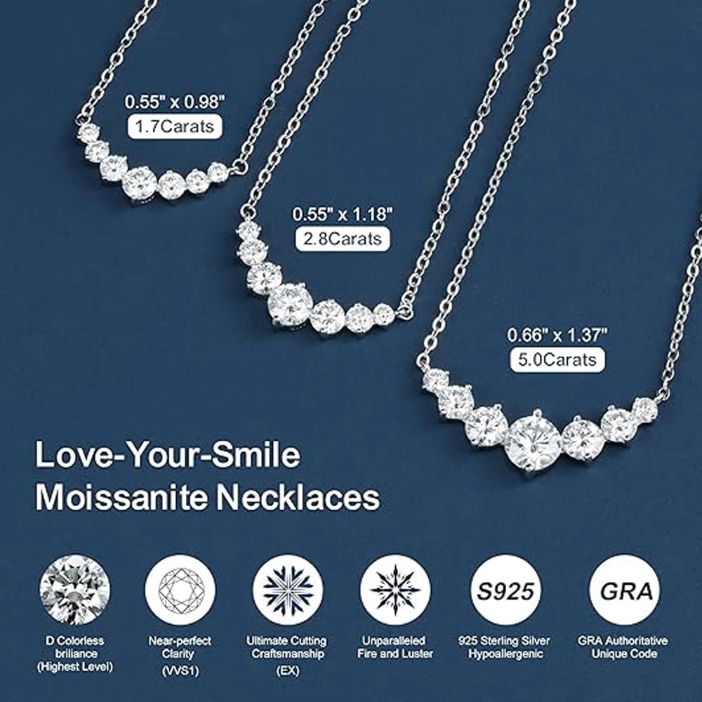 K.NOBSPIN Moissanite Wedding Necklace 925 Sterling Silver 18K White Gold Plated Certified Fine Jewelry | Primesmarket