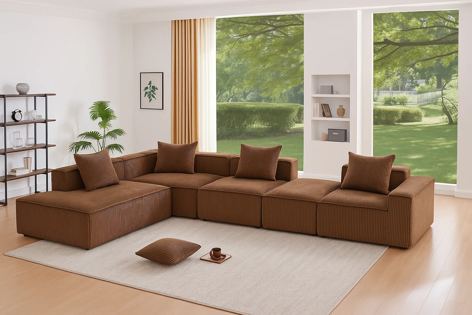 Modern Modular Sleeper Sofa - Sectional Couch with L-Shape Chaise & Deep Seat