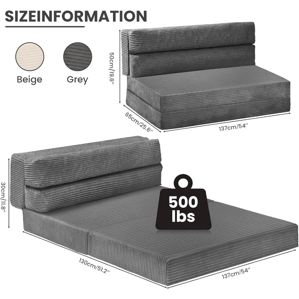 Folding Sofa Bed, Convertible Sleeper Chair with Pilow Foldable Matress, 2 in 1 Pull Out Loveseat Sofa Portable Fold Out Chair B