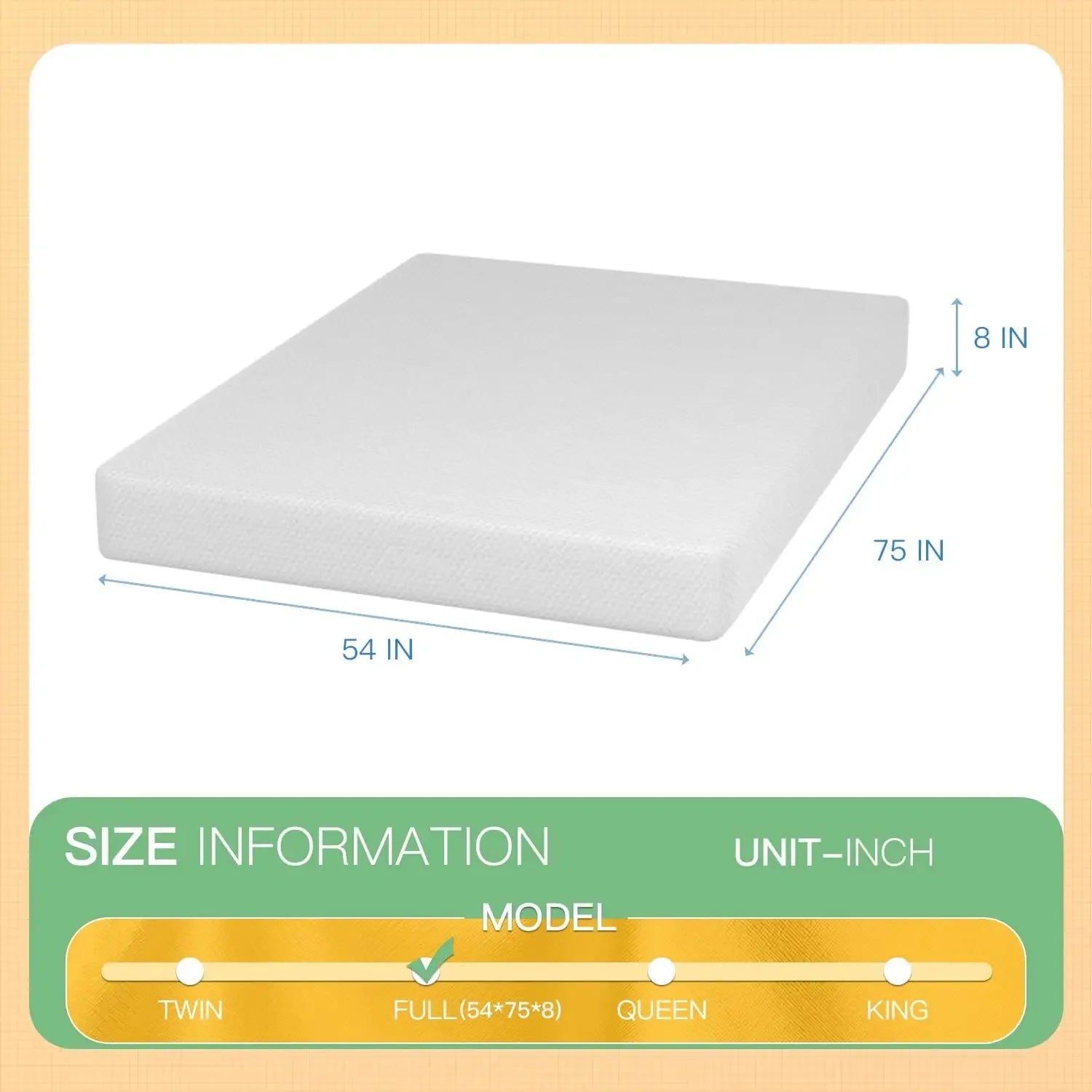 8 inch Memory Foam Mattress Cooling Gel Green Tea Infused Mattress,Fiberglass Free,Cooler Sleep Supportive & Pressure Relief