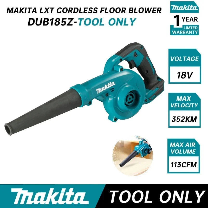 Makita DUB185Z Cordless Handheld Leaf Blower 18V LXT Air Blower Dust Blowing Cleaning For Woodworking Garden Power Tools DUB186
