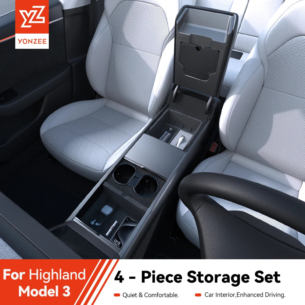 YZ For Tesla Model 3 Highland Model Y Juniper 2021-25 Center Armrest Hidden Storage Box Cup Holder Console Organizer accessories