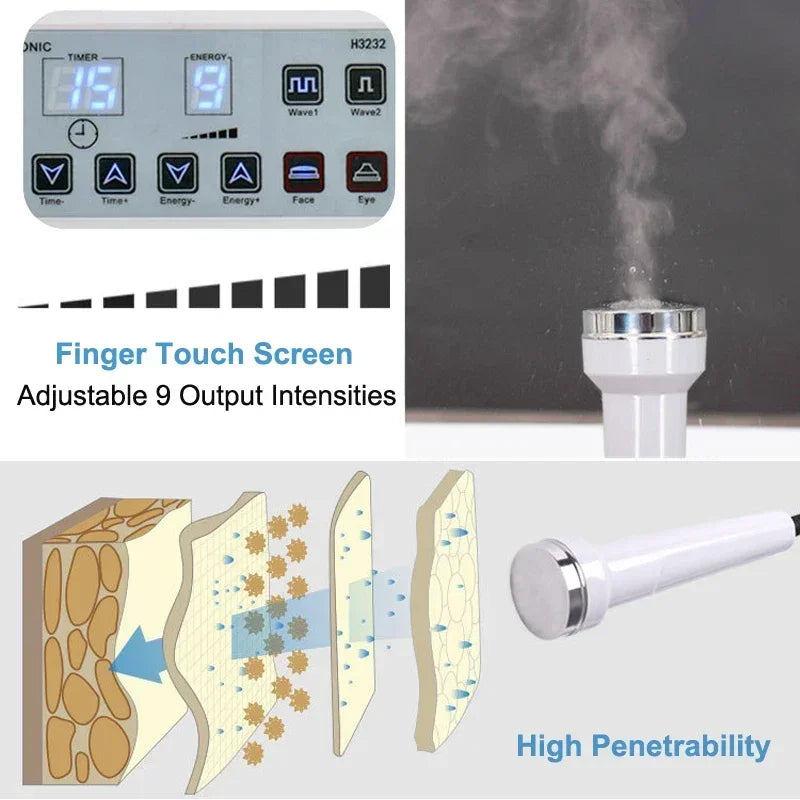 Ultrasonic Facial Beauty Machine High Frequency Ultrasound Massager Face Lifting Anti Aging Skin Tightening Skin Care Device