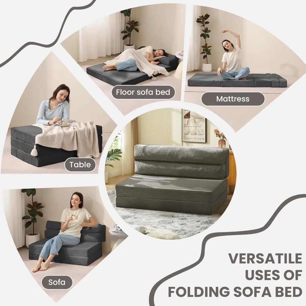 Folding Sofa Bed, Convertible Sleeper Chair with Pilow Foldable Matress, 2 in 1 Pull Out Loveseat Sofa Portable Fold Out Chair B