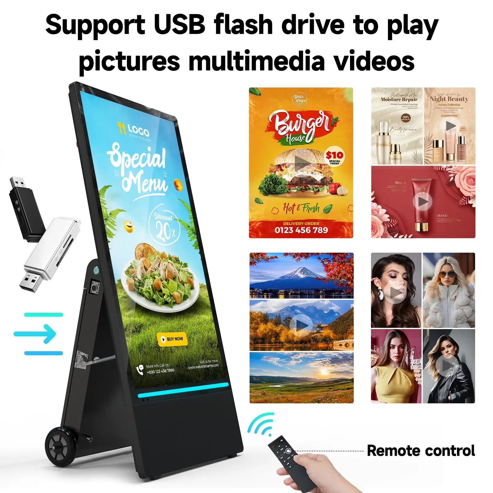 43" Rechargeable Outdoor Digital Signage Display - IP55 Waterproof Smart LCD Kiosk | Primesmarket