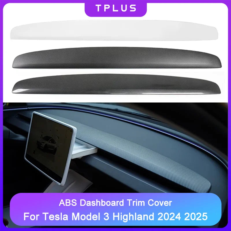 For Tesla Model 3 Highland 2025 2024 Dashboard Cover ABS Carbon Fiber Air Outlet Panel Cover Trim Sticker Interior Accessories