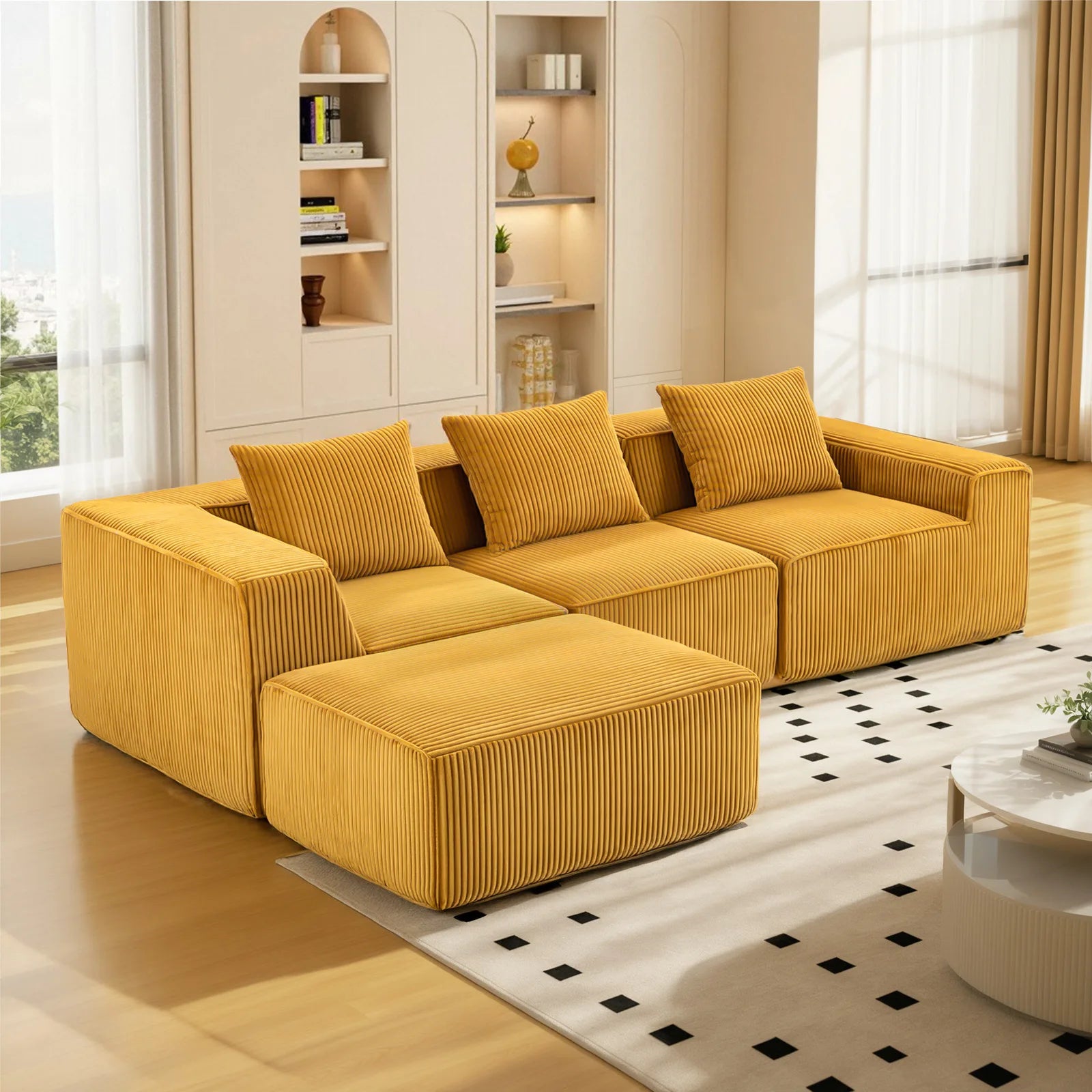 Modern Modular Sleeper Sofa - Sectional Couch with L-Shape Chaise & Deep Seat