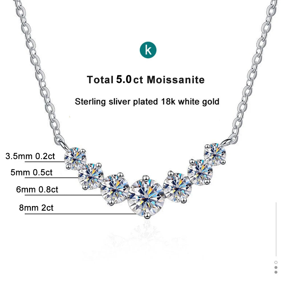K.NOBSPIN Moissanite Wedding Necklace 925 Sterling Silver 18K White Gold Plated Certified Fine Jewelry | Primesmarket
