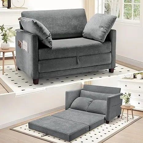 51" convertible sofa bed, 2 in1 folding sofa bed, loveseat sleeper sofa for small spaces, fold out floor couch with 2 pillows fo